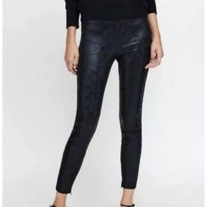Zara Snake Print Black Leather Leggings